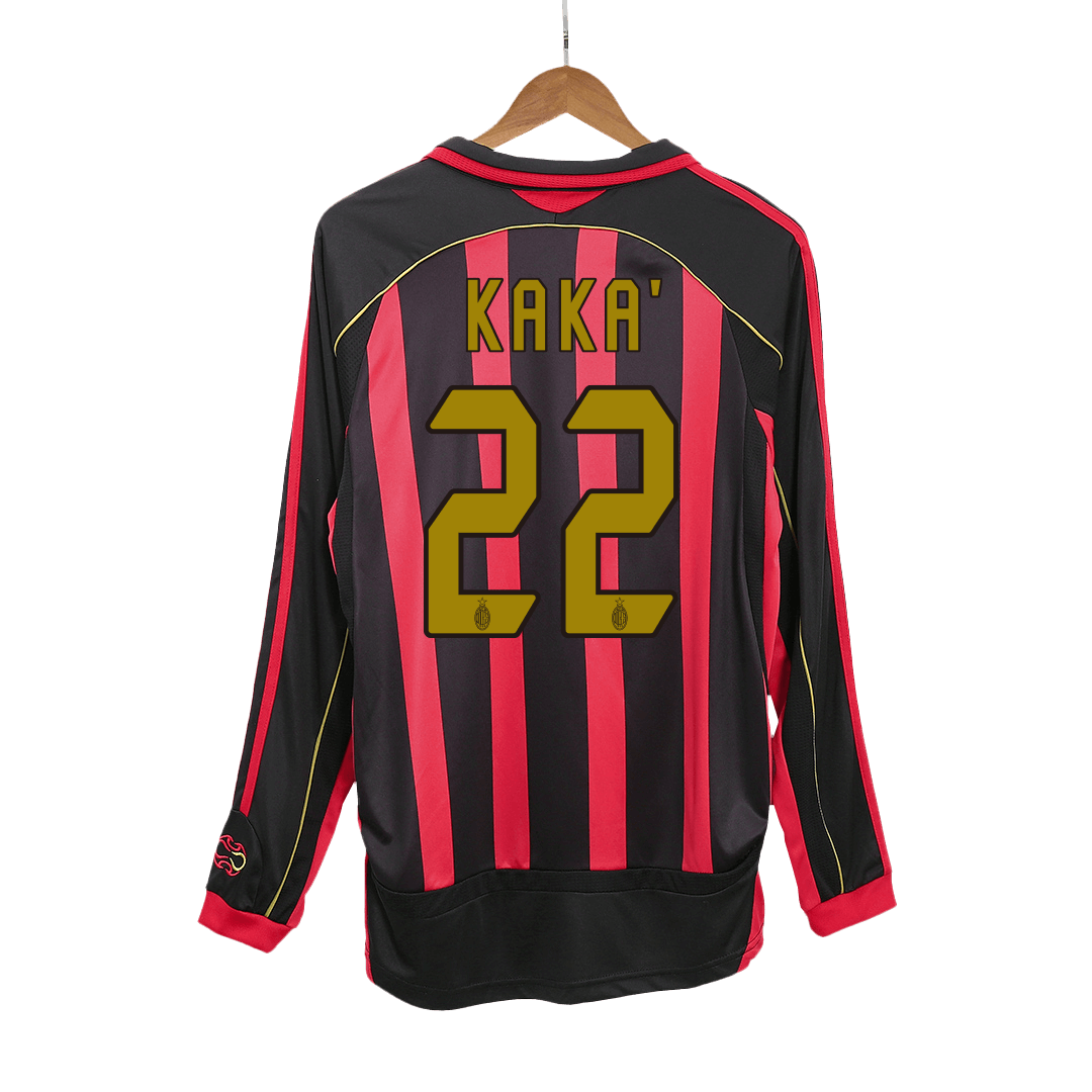 Męska koszulka piłkarska z długim rękawem Retro KAKA' #22 2006/07 AC Milan Home