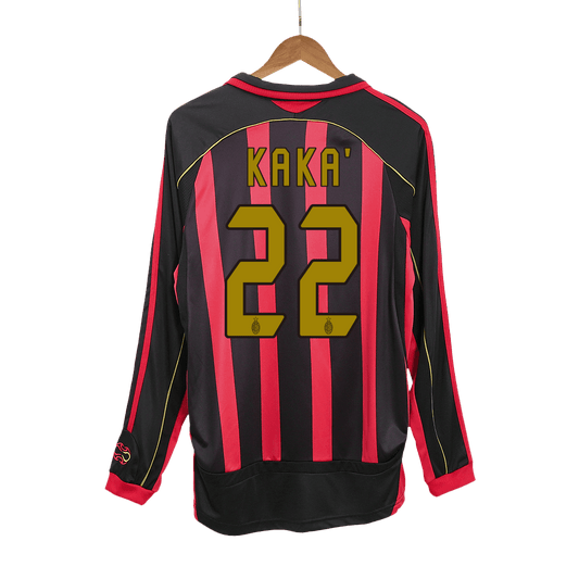 Męska koszulka piłkarska z długim rękawem Retro KAKA' #22 2006/07 AC Milan Home