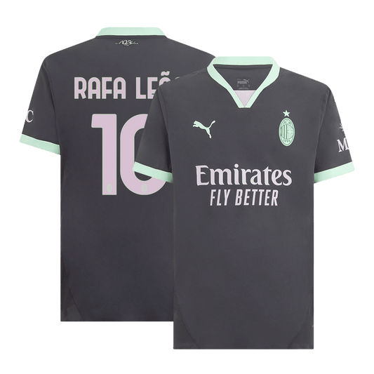 Męska wersja piłkarza RAFA LEÃO #10 AC Milan Trzecia wyjazdowa koszulka piłkarska 2024/25 - Slim Fit