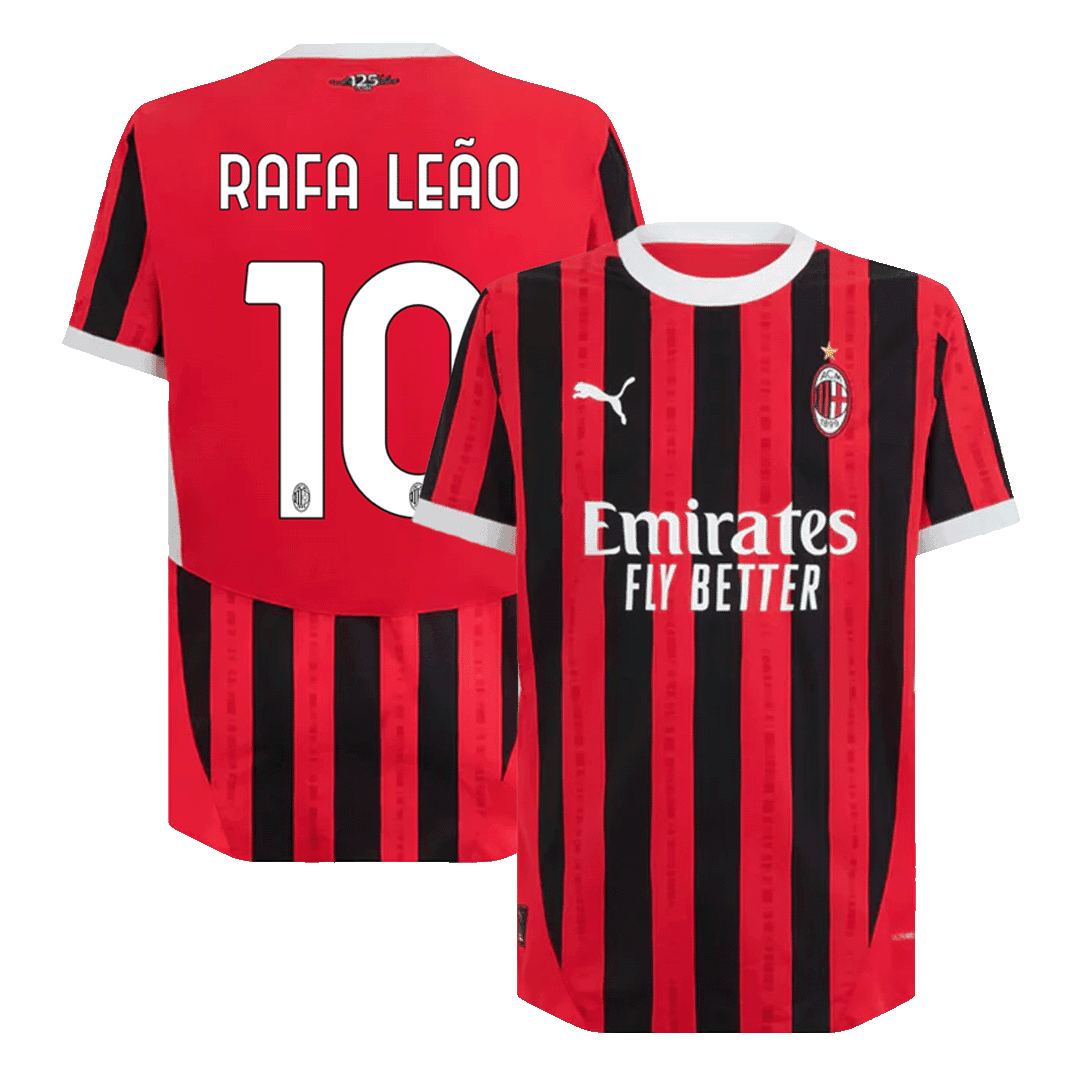 Męska wersja piłkarza RAFA LEÃO #10 AC Milan Koszulka domowa piłkarska 2024/25 - Slim Fit