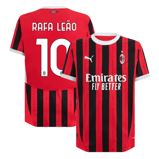 Męska wersja piłkarza RAFA LEÃO #10 AC Milan Koszulka domowa piłkarska 2024/25 - Slim Fit