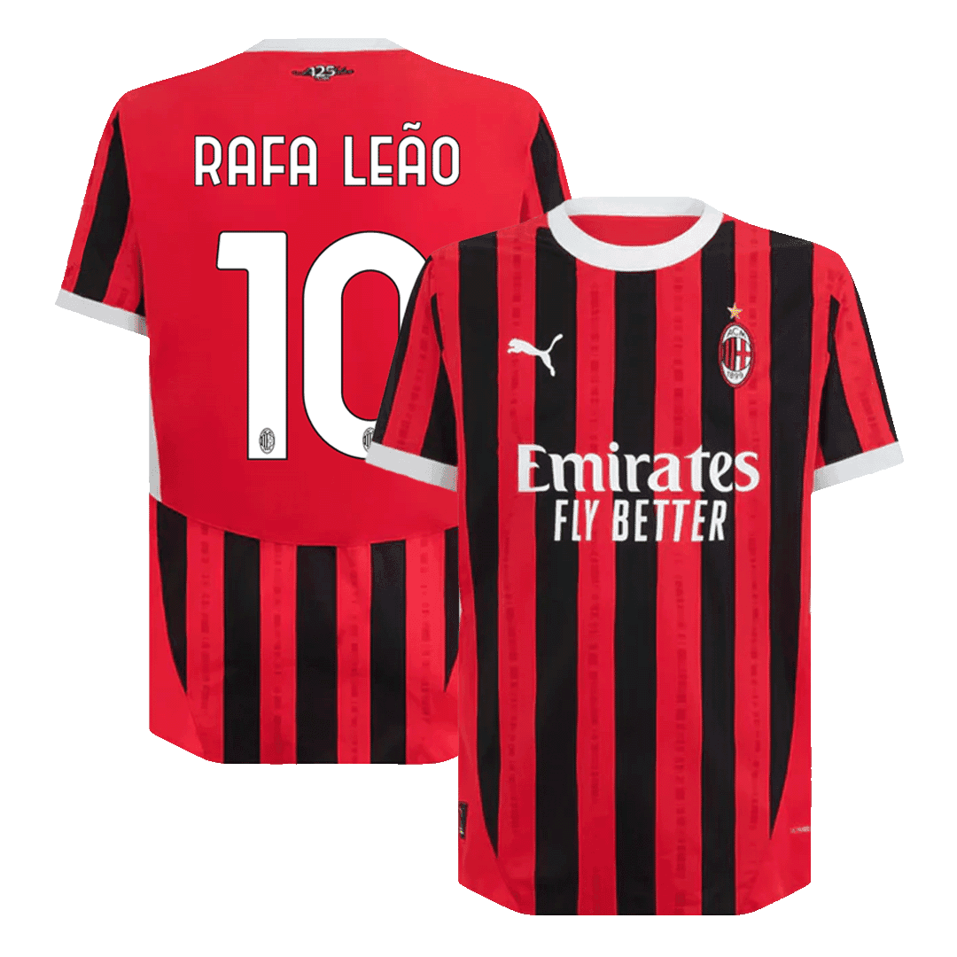 Męska wersja piłkarza RAFA LEÃO #10 AC Milan Koszulka domowa piłkarska 2024/25 - Slim Fit - Topowe Koszulki Pilkarskie Sklep Internetowy