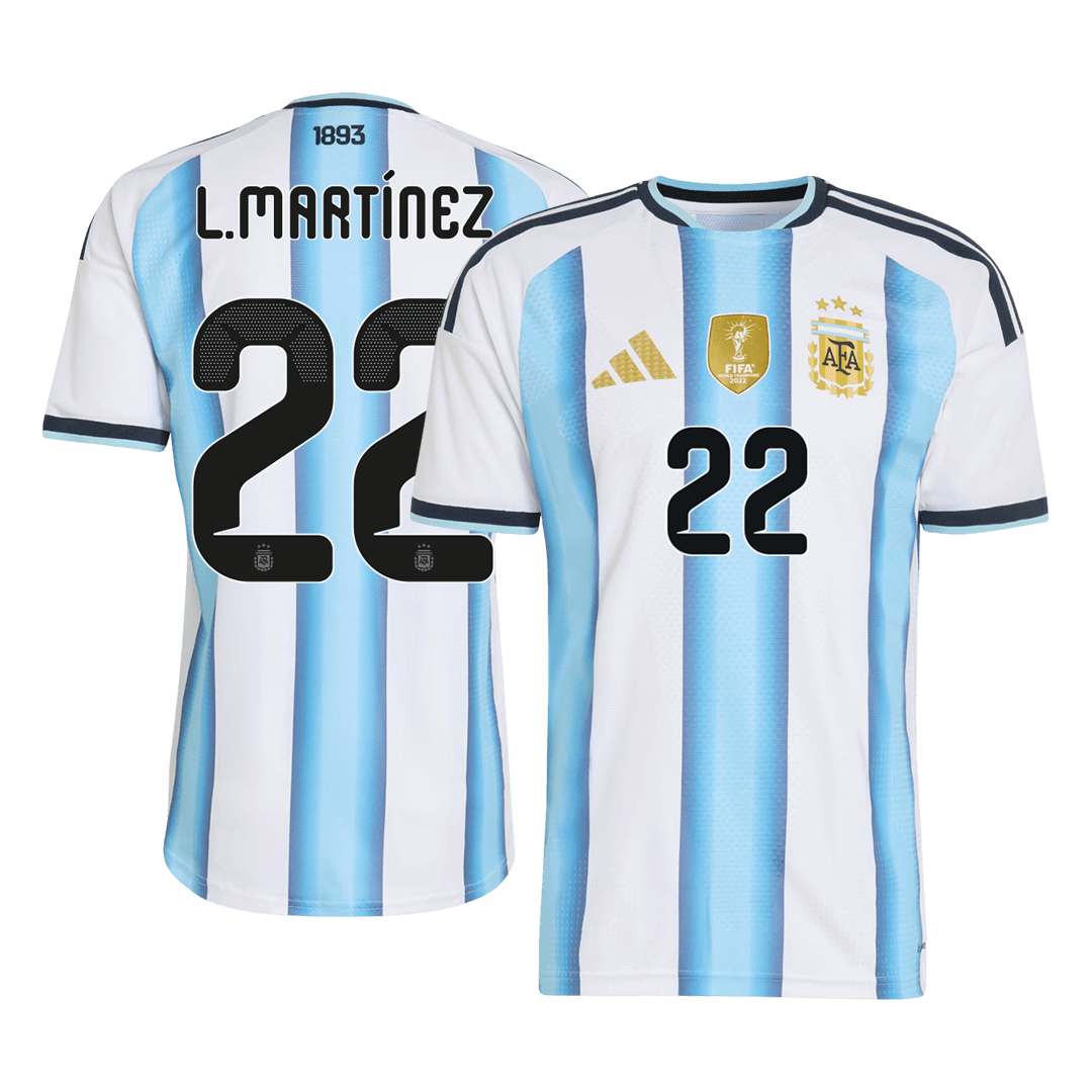 Męska Koszulka Domowa Argentina L.MARTÍNEZ #22 Wersja Piłkarska World Cup 2026 - Slim Fit