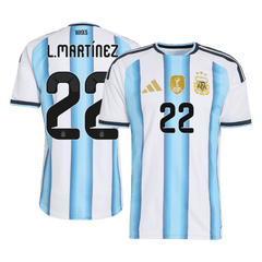 Męska Koszulka Domowa Argentina L.MARTÍNEZ #22 Wersja Piłkarska World Cup 2026 - Slim Fit