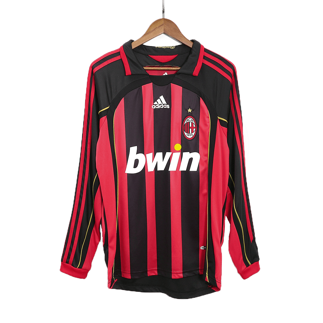 Męska koszulka piłkarska z długim rękawem Retro MALDINI #3 2006/07 AC Milan Home