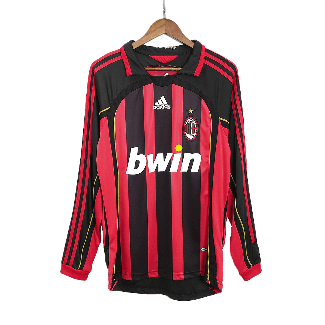 Męska Koszulka Retro Domowa AC Milan 2006/07 z Długim Rękawem - Topowe Koszulki Pilkarskie Sklep Internetowy