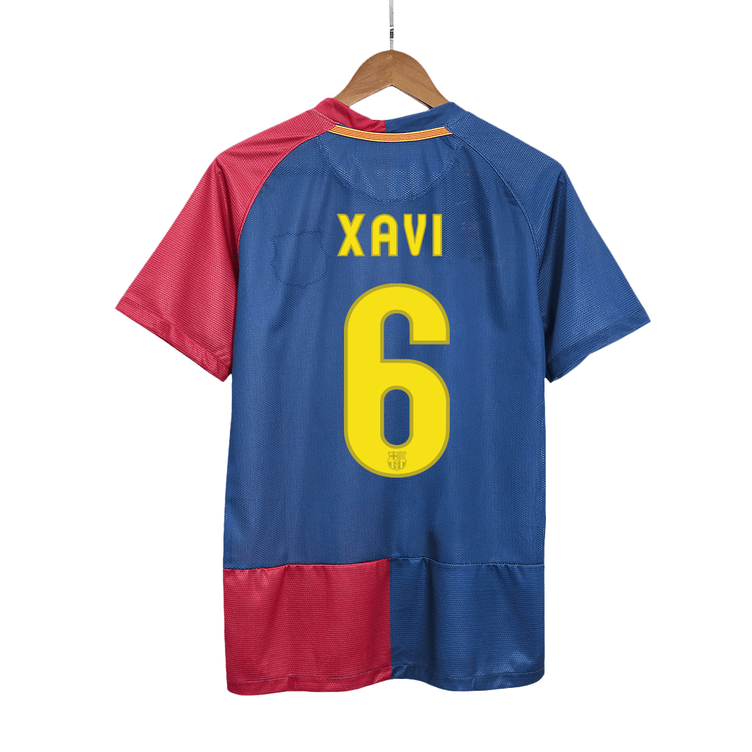 XAVI #6 Męska retro koszulka piłkarska Barcelona domowa z sezonu 08/09 - UCL