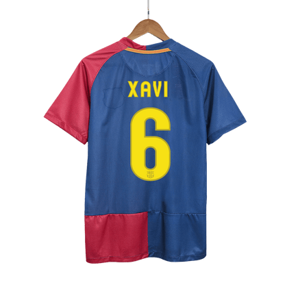 XAVI #6 Męska retro koszulka piłkarska Barcelona domowa z sezonu 08/09 - UCL