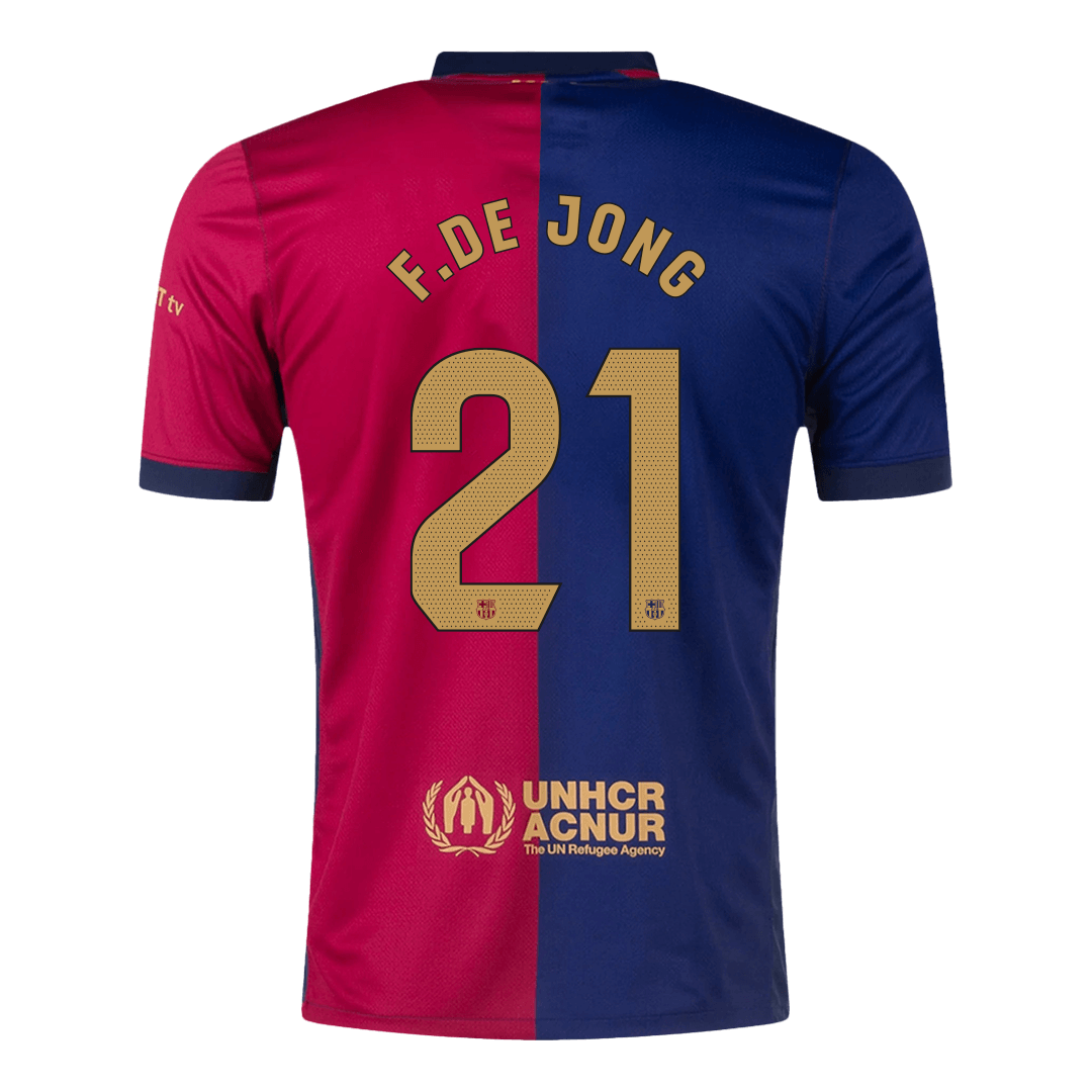 Camiseta de local del Barcelona 2024/25 F.DE JONG #21 - Logotipo de Spotify sin texto