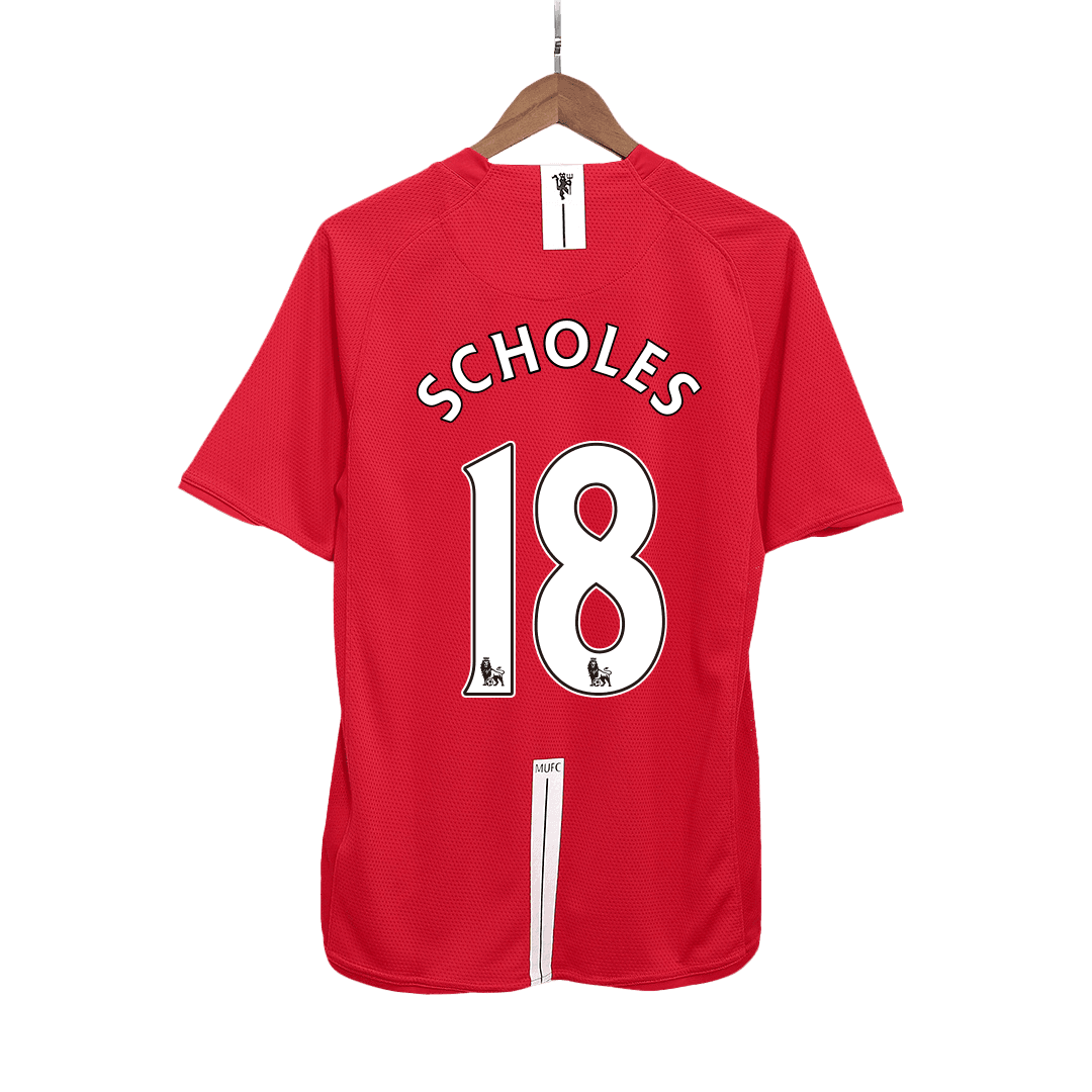 Retro SCHOLES #18 2007/08 Męska Koszulka Domowa MU - Topowe Koszulki Pilkarskie Sklep Internetowy