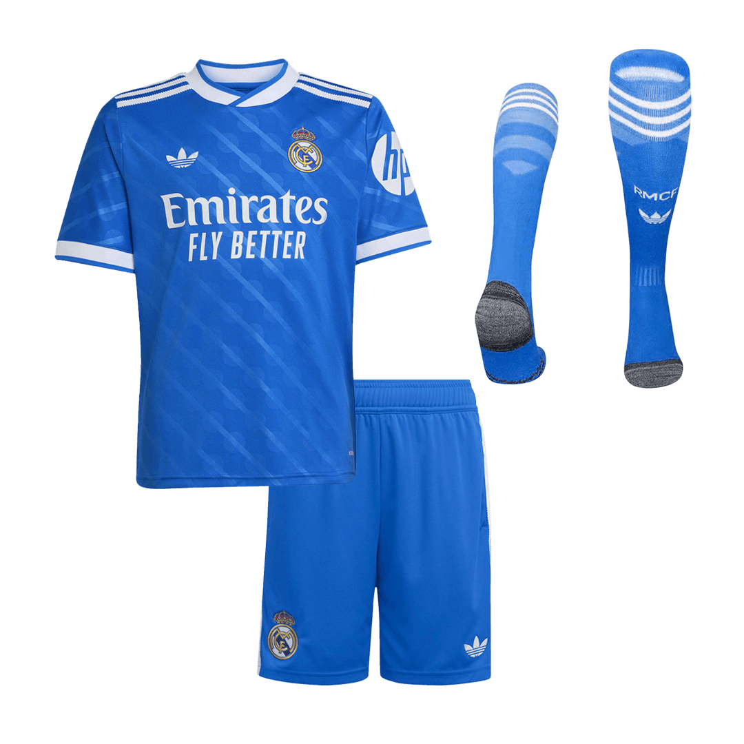 Real Madrid Auswärts-Ausweichtrikot für Kinder (Trikot + Shorts + Stutzen) 2025/26