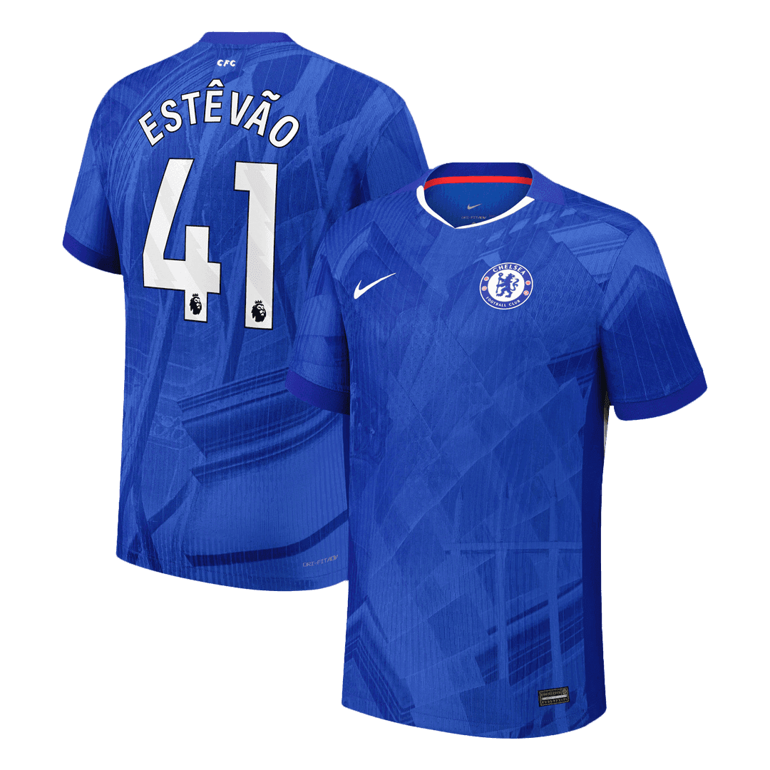 Męska Koszulka Domowa Chelsea ESTÊVÃO #41 Wersja Piłkarska 2025/26 - Slim Fit - Topowe Koszulki Pilkarskie Sklep Internetowy