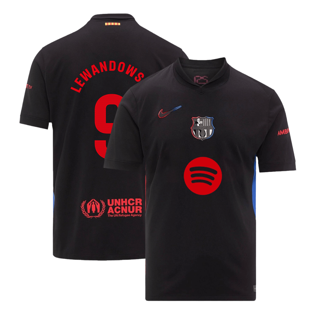 Camiseta de visitante del Barcelona 2024/25 LEWANDOWSKI #9 - Logotipo de Spotify sin texto