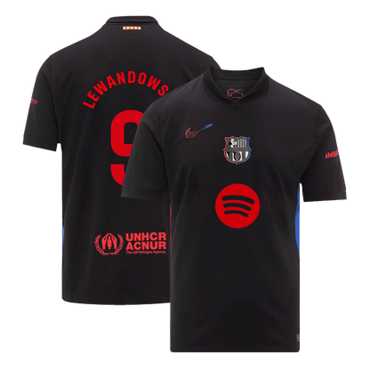 Camiseta de visitante del Barcelona 2024/25 LEWANDOWSKI #9 - Logotipo de Spotify sin texto