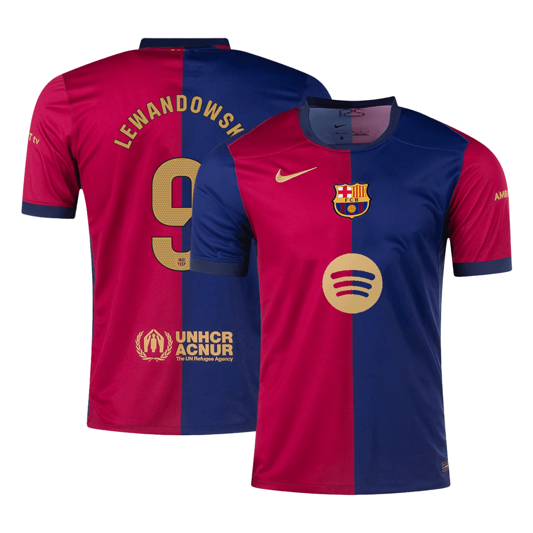 Camiseta de local del Barcelona 2024/25 LEWANDOWSKI #9 - Logotipo de Spotify sin texto