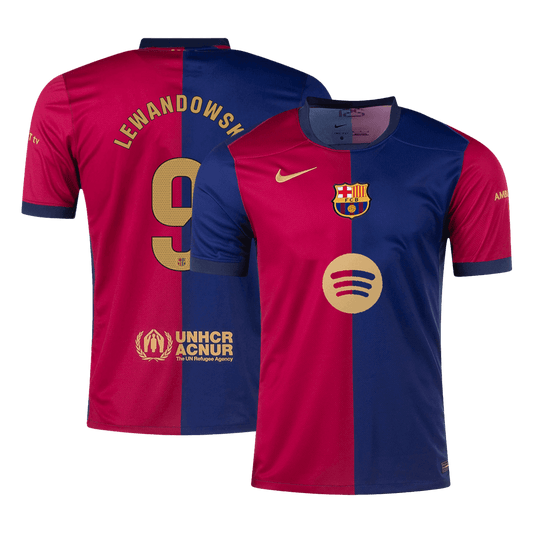 Camiseta de local del Barcelona 2024/25 LEWANDOWSKI #9 - Logotipo de Spotify sin texto