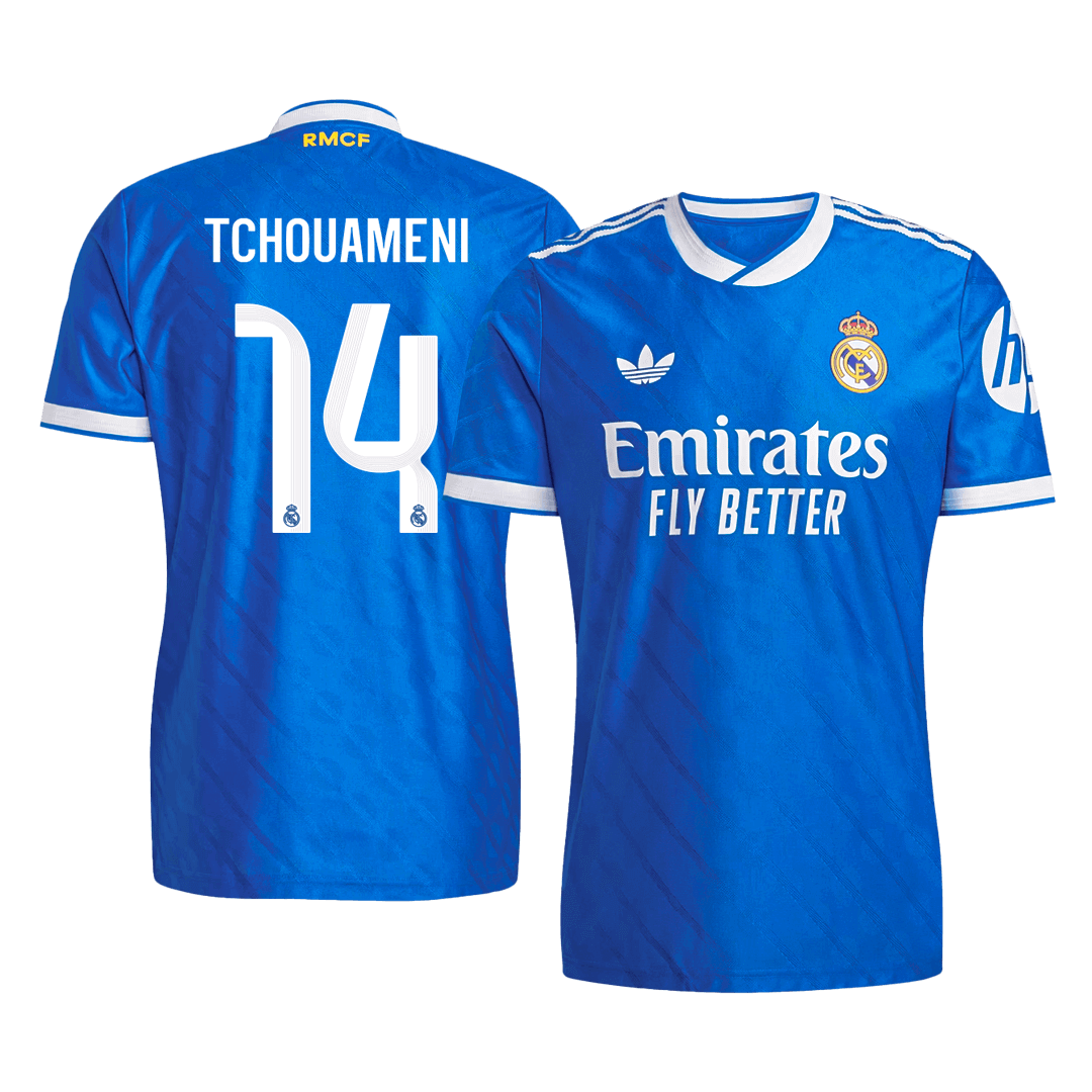 Męska Koszulka Trzecia Wyjazdowa Real Madrid TCHOUAMENI #14 Wersja Piłkarska 2025/26 - Slim Fit