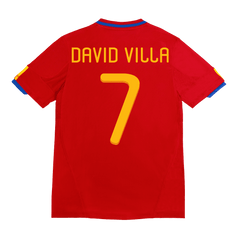 Męska Koszulka Retro Domowa Spain World Cup DAVID VILLA #7 2010 - Topowe Koszulki Pilkarskie Sklep Internetowy