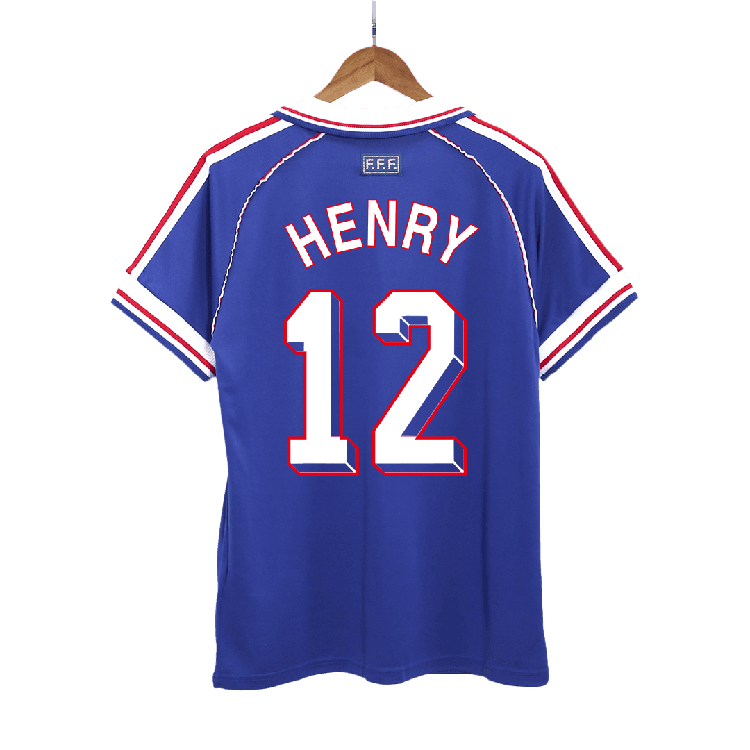 Męska Koszulka Retro Domowa France HENRY #12 1998 - World Cup - Topowe Koszulki Pilkarskie Sklep Internetowy